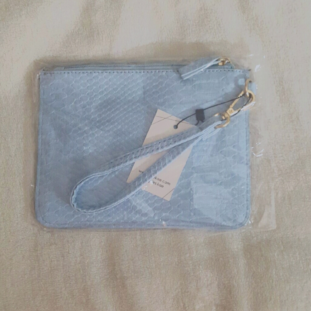 Jules Kae Light Blue Vegan Leather Clutch